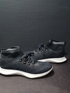 Men's Black Knit High-Top Sneakers - Lightweight Comfort Sz 10
